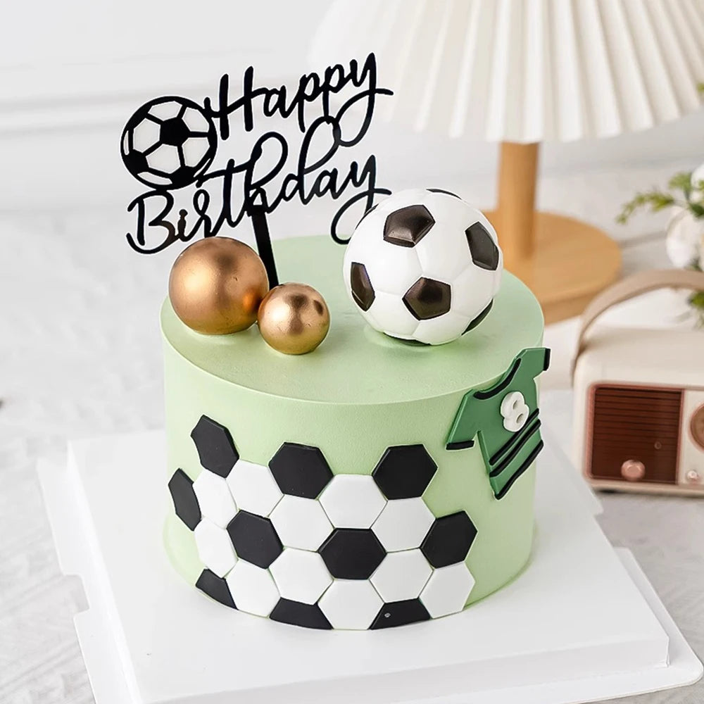 Football Boy Cake Decoration Football Field Player Doll Cupcake Top Happy Birthday Decoration Sports Children's Party Supplies