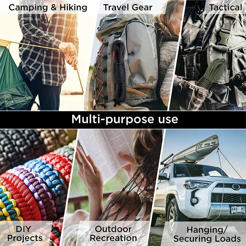 550 Paracord 7 Cores Cord Dia. 4mm For Outdoor Camping Survival Lanyard Parachute Rope Hiking Tent Accessories Bracelet