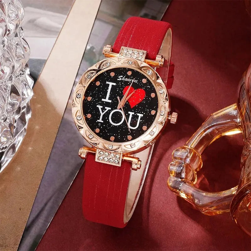 5pcs Set Women Watches Luxury Female Quartz Wristwatch Love Dial Fashion Ladies Wrist Watch Reloj Mujer Relogio Feminino