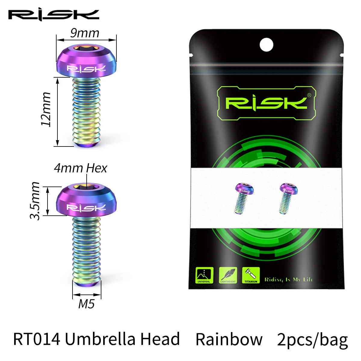Risk M5x12mm Bike Water Bottle Cage Fixing Bolts Titanium Alloy MTB Road Bicycle Bottle Holder Screws Air Pump Fixed Bolts