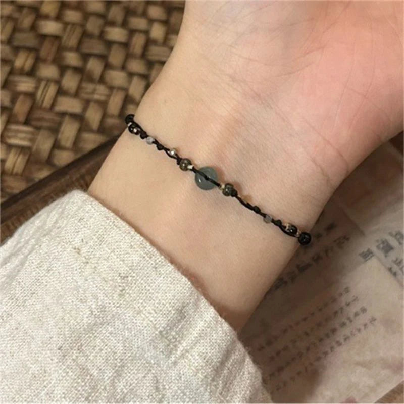 Retro Chinese Style Adjustable Handmade Braid String Bracelet Beaded Charm Bracelet Bangle Fashion Couple Bracelet Jewelry