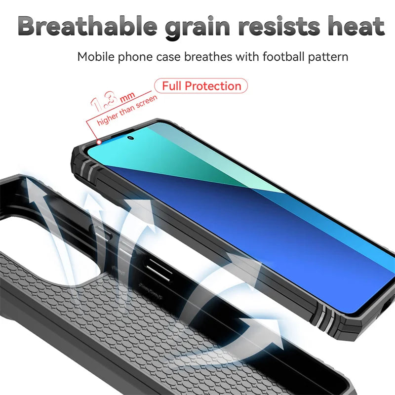 Shockproof Armor Funda For Xiaomi Redmi Note 13 Pro 5G 4G Slide Lens Protect Phone Case For Redmy Note13 Note13pro 5G Back Cover