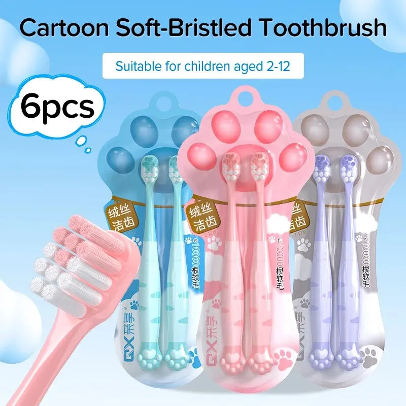 Cartoon Cute Cat Claw Shaped CHILDREN'S Soft Bristled Toothbrush Suitable for Cleaning the Oral Cavity for Ages 2-12