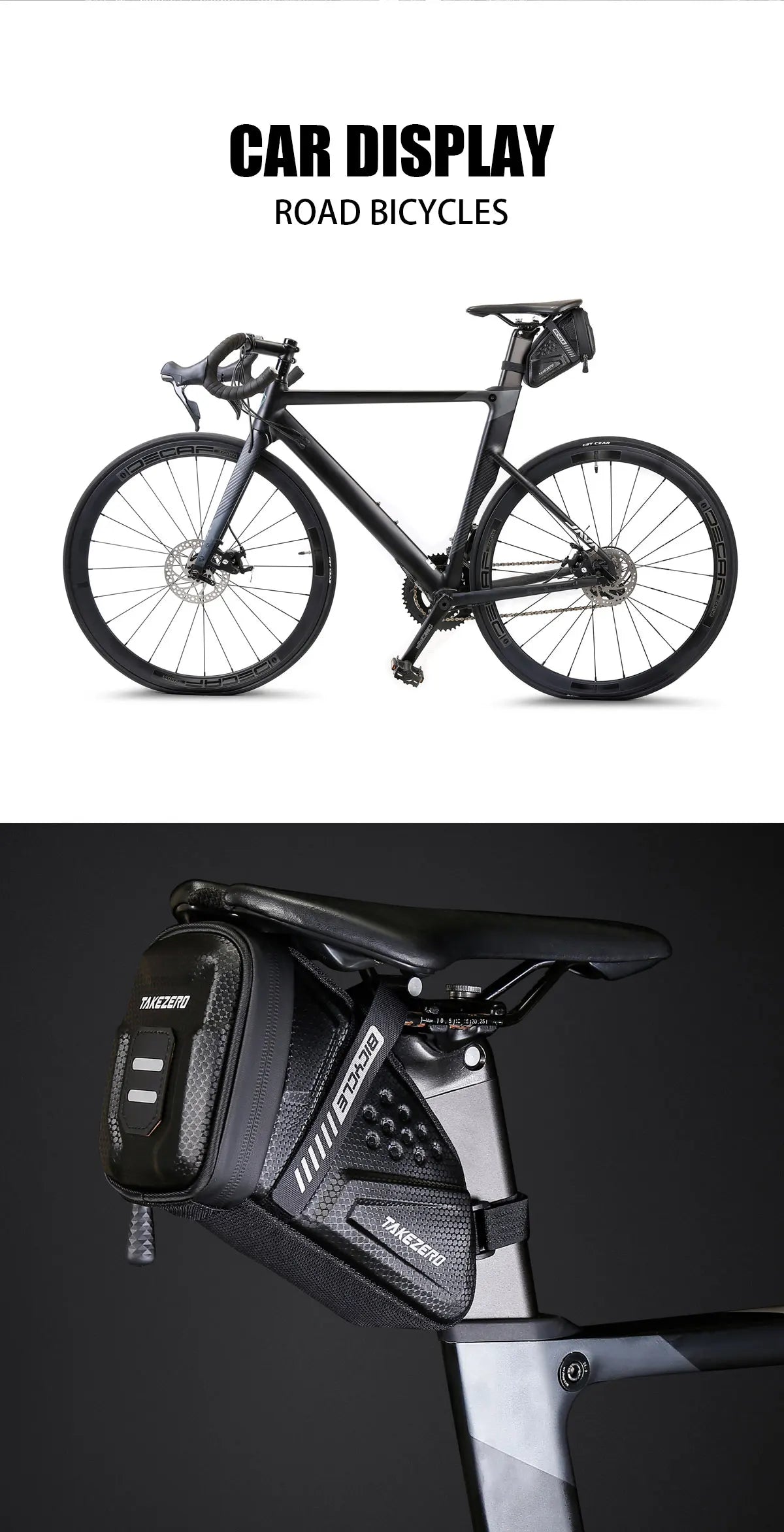 TAKEZERO TZ07 Bicycle Tail Bag Saddle Bag Mountain Bike EVA Hard Shell Road Bike Rear Bag Riding Equipment Accessories