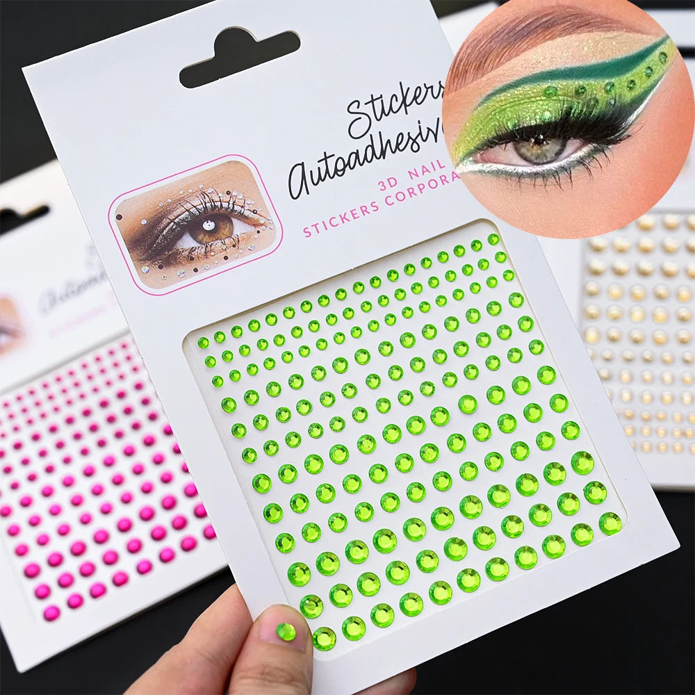 1Pcs Face Diamond Gem Sticker 5D Colorful Rhinestone Tattoo Eyeshadow Stickers fo Festival Nail Body Makeup Bling Jewel DIY Deco