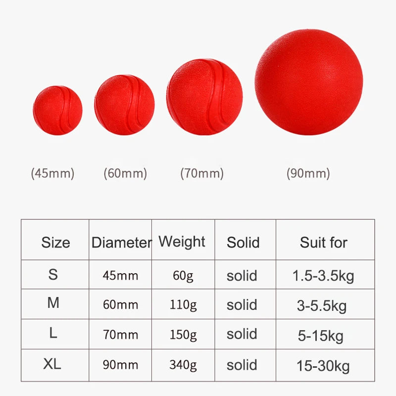 S-XL Sizes Solid Rubber Balls Bouncy Ball Bite Resistant Indestructible Dog Training Interactive Ball Pet Toy Molar Ball
