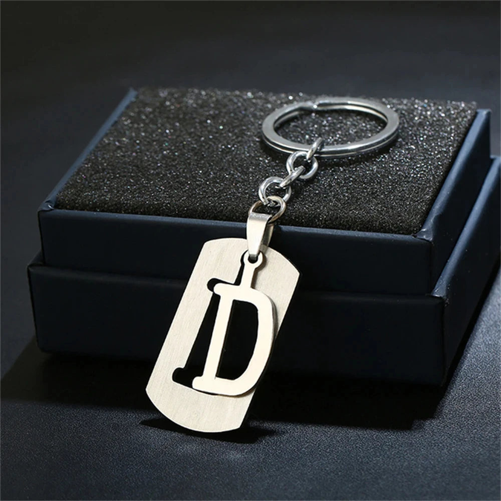 NEW DIY Stainless Steel A-Z Letters key Chain Charm 26 Letters KeyChain Men Women keychain Couple gift Jewelry Car Key Ring