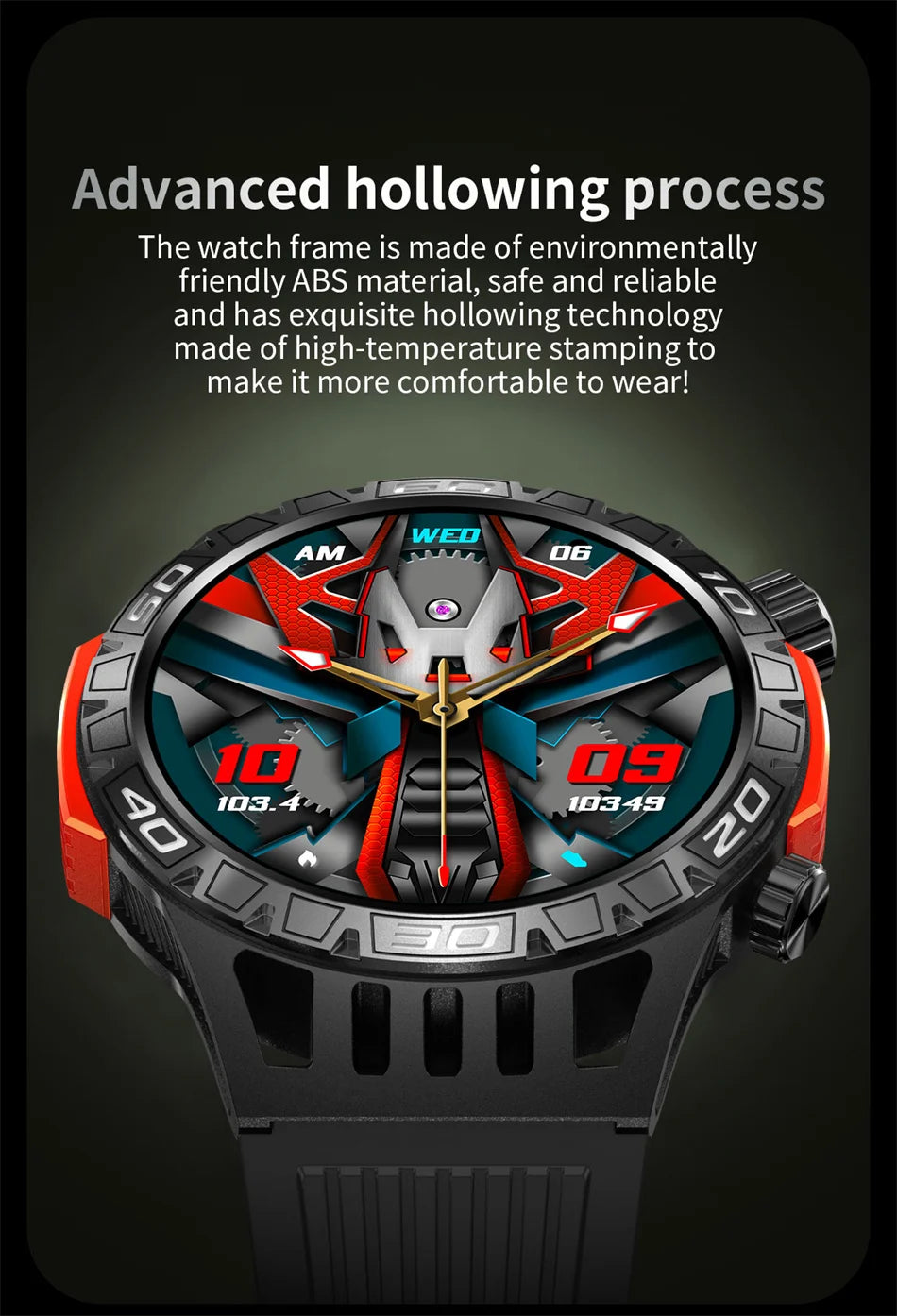 Outdoor Military Smart Watch Men's With LED lighting Bluetooth Call Smartwatch 3ATM IP68 Waterproof Compass Sports Fitness Watch