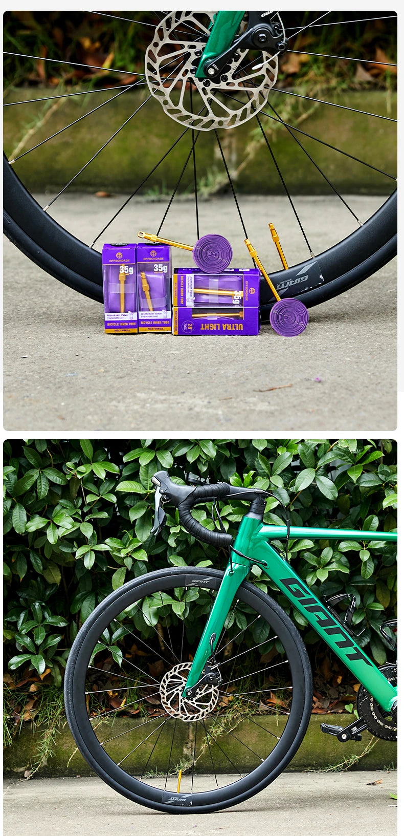 OFFBONDAGE 1Pcs Ultralight 39g Bike Inner Tube 700CC Road Bicycle TPU Material Tire 65mm Length French Valve Bicycle Accessory