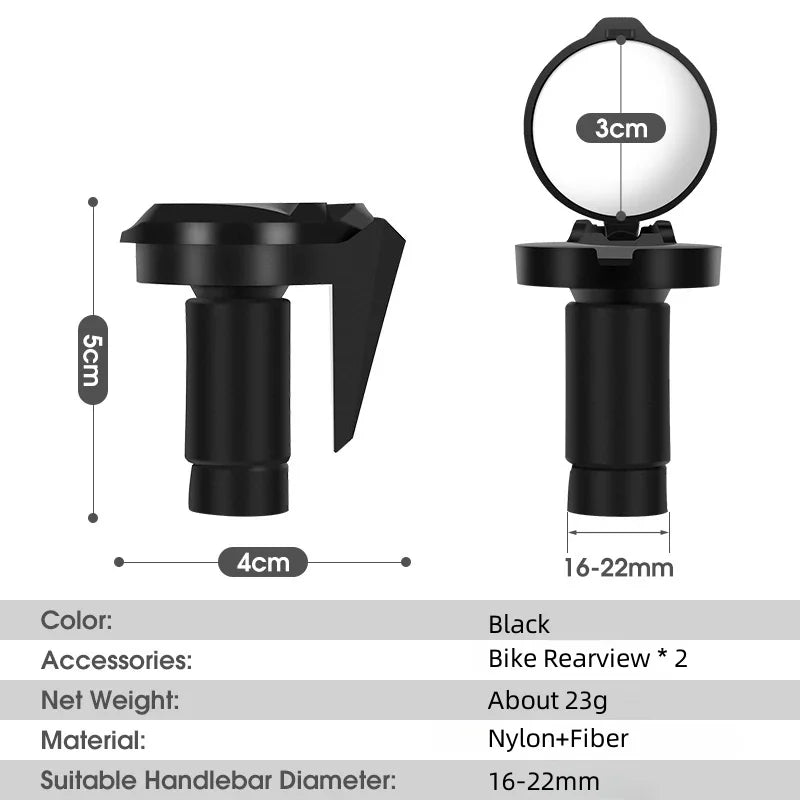1 Pair Bicycle Rearview Mirror Universal Adjustable Convex Mirrors Rotate Handlebar End Mirror MTB Road Bike Accessories