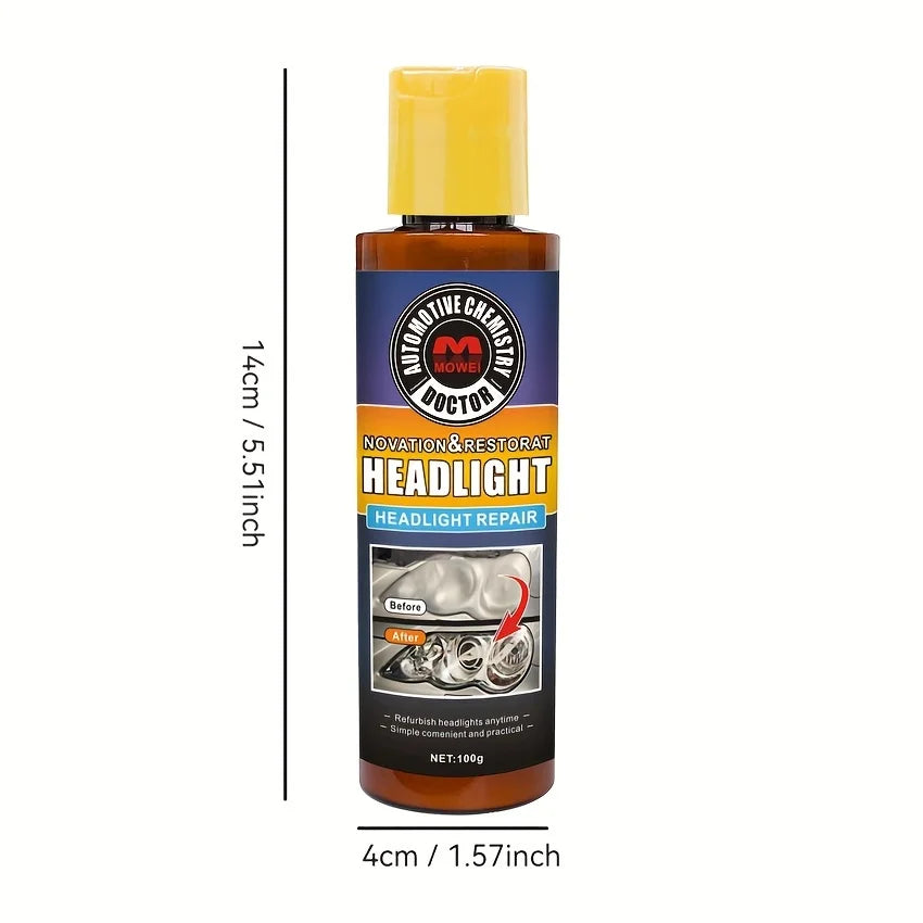 Car Headlight Restoration Polishing Kits Headlamp Scratch Remover Repair Cleaning Paste Remove Oxidation Headlight Polish Liquid