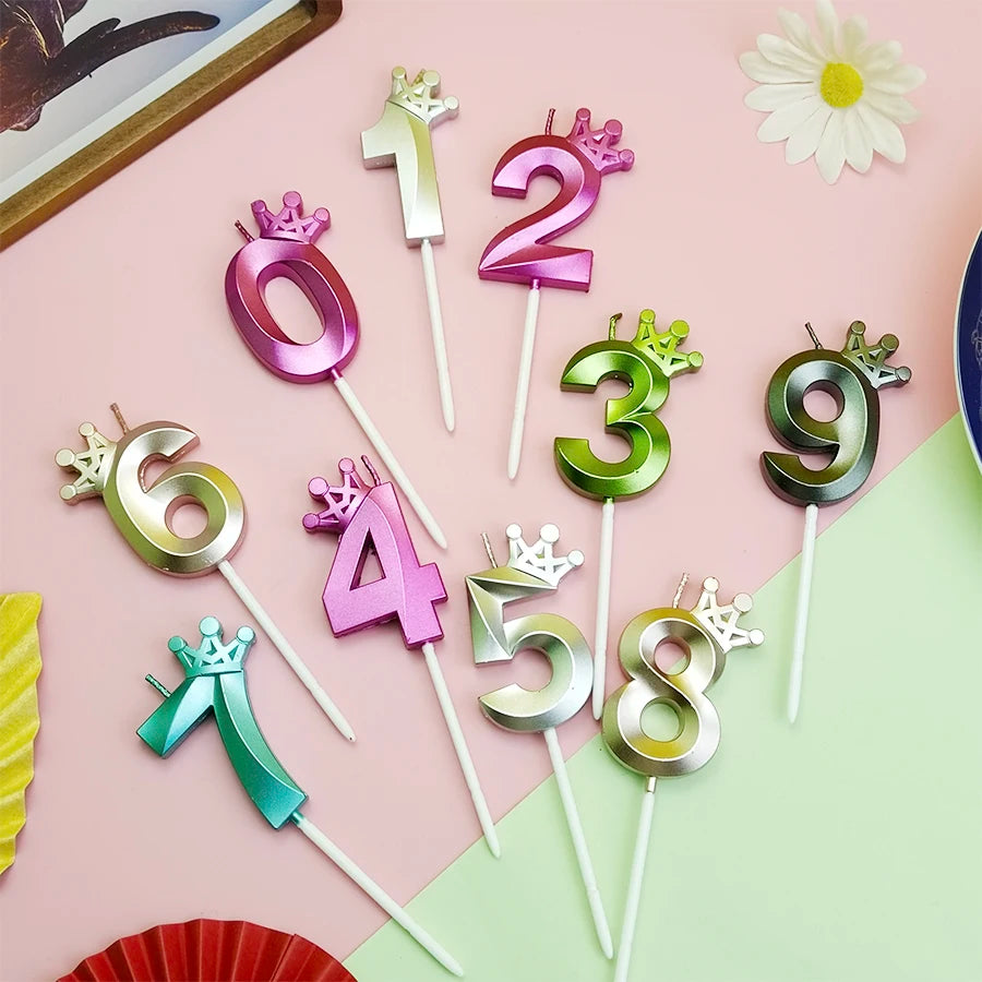 Happy Birthday Cake Crown Digital Candle Crown Children's Party Decoration Ornaments Opera Digital Celebration Candle