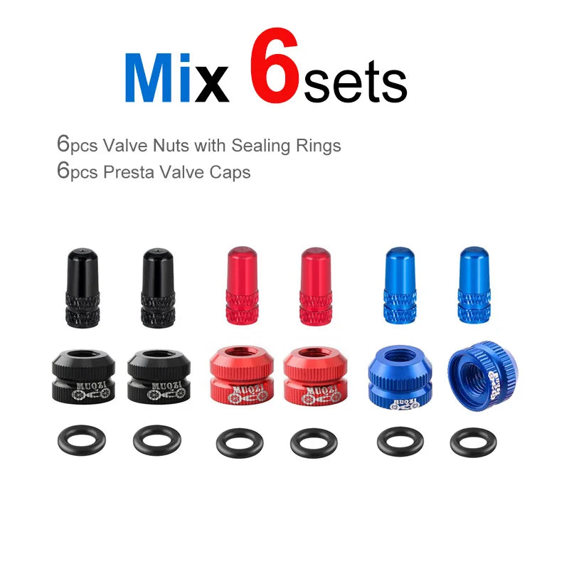 2~8sets Bicycle Tire Valve Nut with Presta Valve Cap Set MTB Road Bike Tubeless Presta Valve Protection Screw and Cover