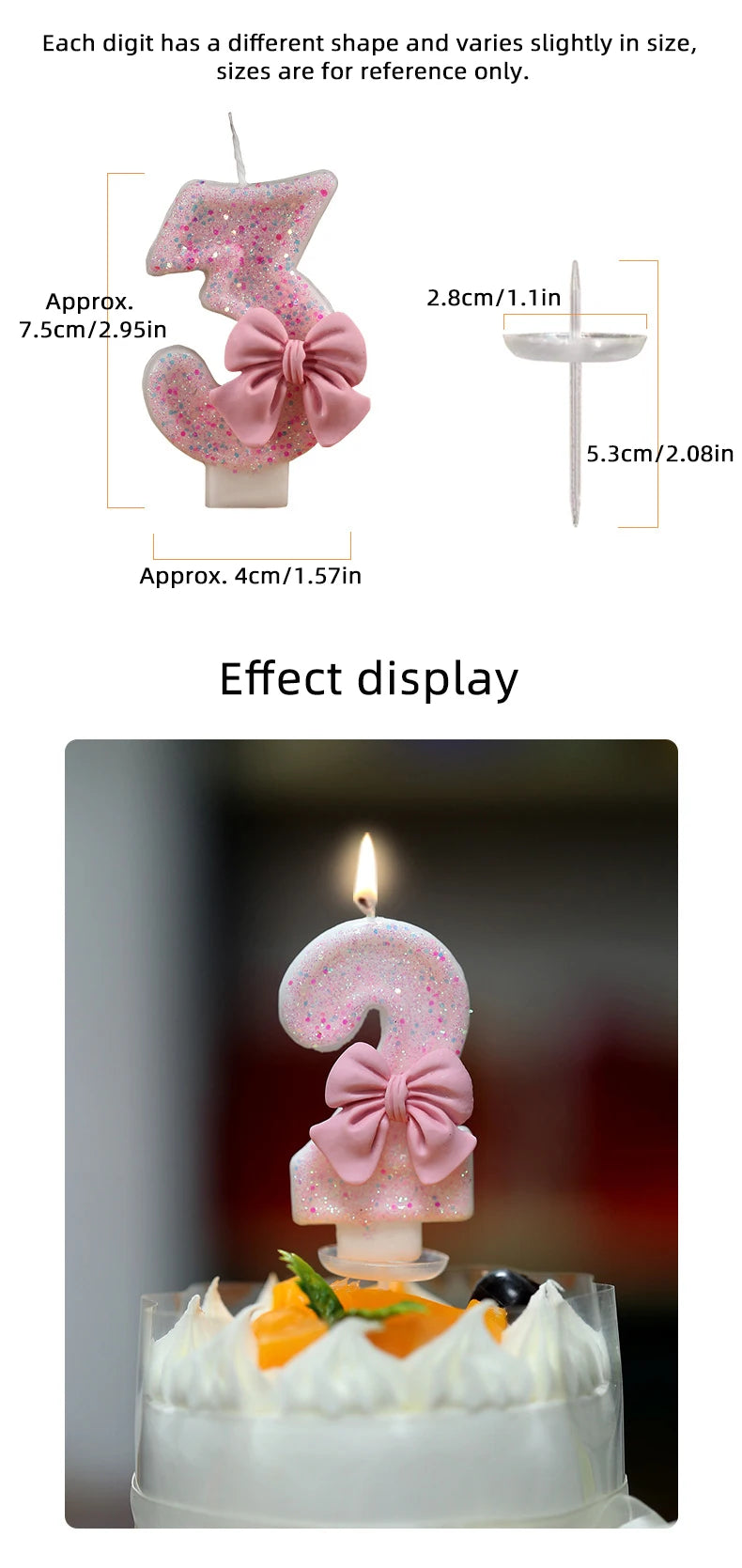 1st Birthday Candle Cake Topper Colours Creative Number 1 Candle Cute Pink Butterfly Digital Candle Birthday Wedding Party Decor