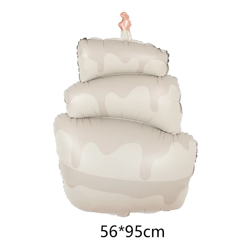 Cute Matte Rainbow Cake Bear Foil Balloon Kids Adult Birthday Party Decorations Cartoon Bow Candy Ice Cream Balloons Globos