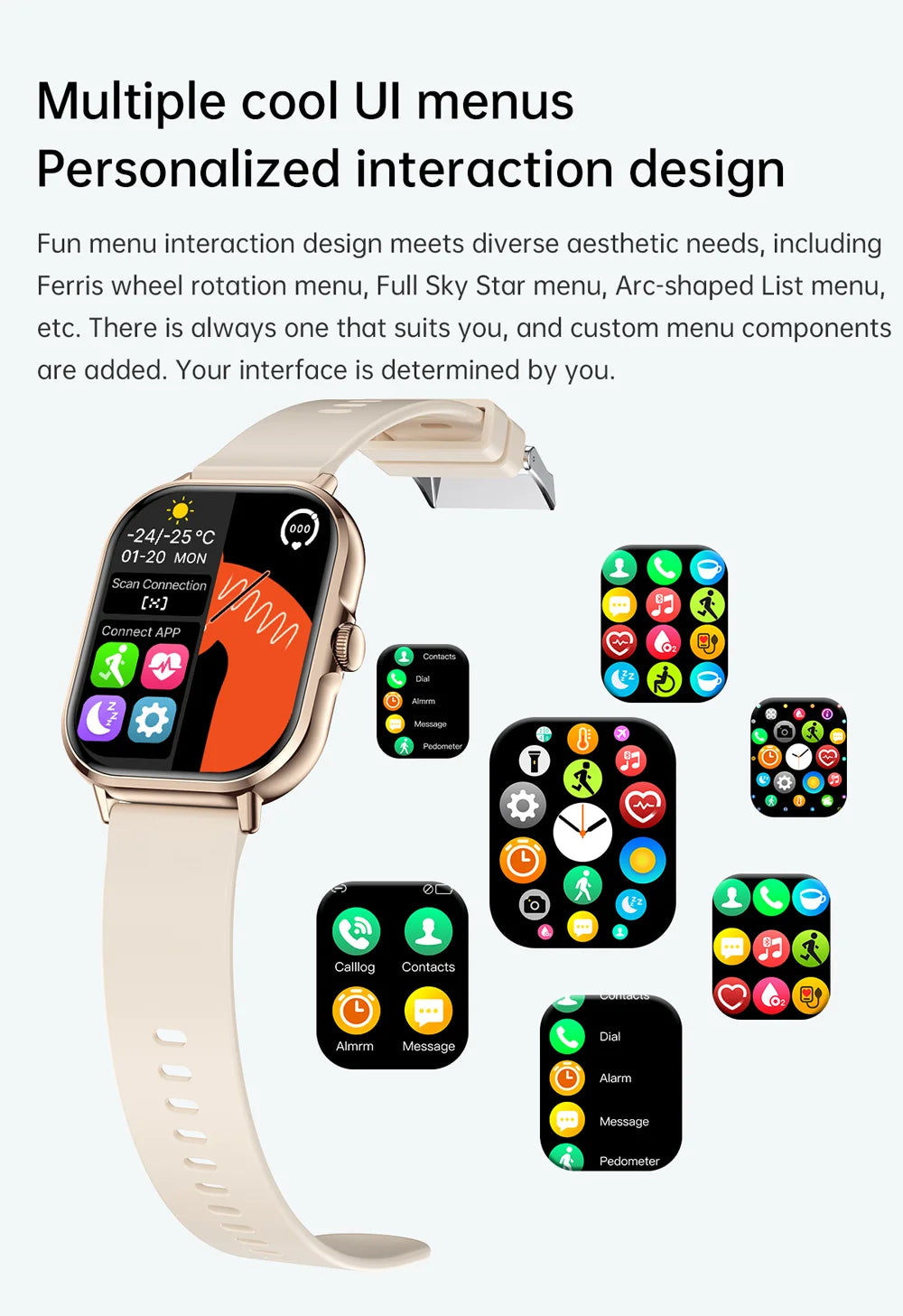 2024 2.01'' Smart Watch Bluetooth Call Play Music Smartwatch Fitness Sport Waterproof Watches for Men Women iPhone Android
