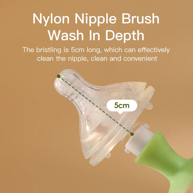 SAIDAH Simple Nylon Sponge Suction Feeding Bottle Nipple Pacifier Brush Set Water Sippy Vacuum Cup Cleaning(2 in 1)