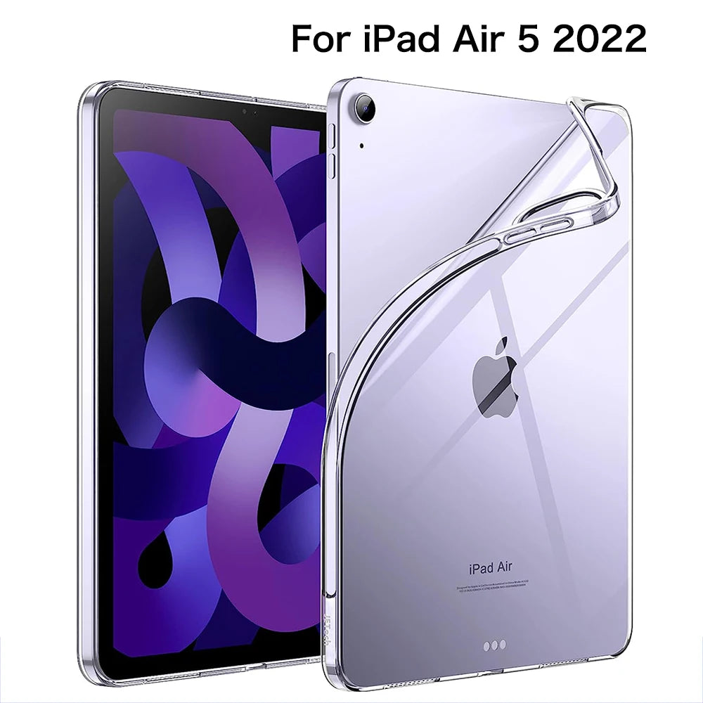 For iPad 10th 10.9 2022 7 8 9th Gen 10.2 Air 5 6 13 Case TPU Silicon Transparent Cover For iPad Pro 9.7 10.5 11 13 Mini 3 4 5 6