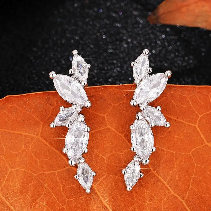 Dainty Stud Earrings with Crystal Cubic Zirconia Simple Stylish Ear Piercing Earrings for Women Trendy Jewelry Drop Ship