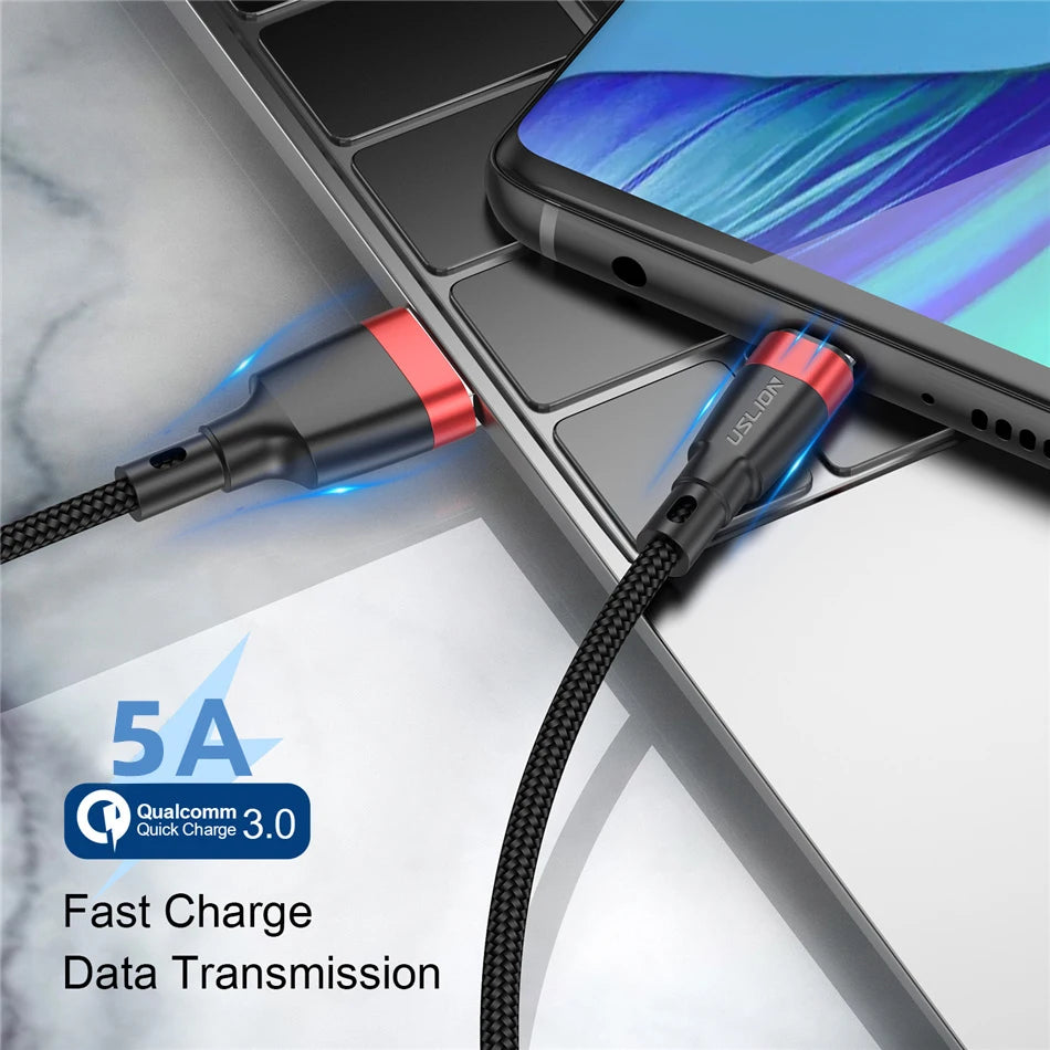 USLION 5A Micro USB Cable Fast Charger for Samsung Xiaomi LG