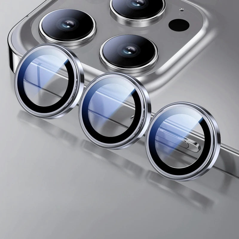 Metal Ring Lens Glass for iPhone 15 16 Pro Max 15pro Alloy Camera Protector Back Lens Film Cap Cover with Positioner