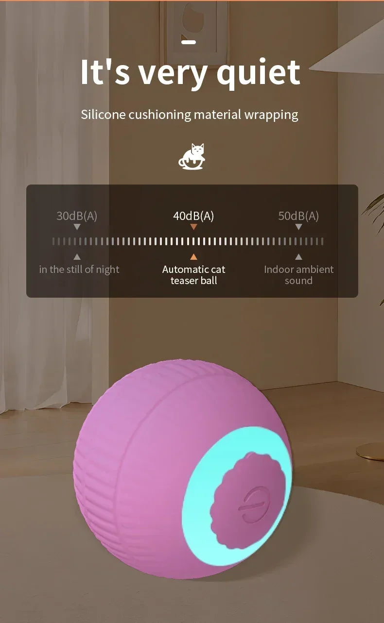 Cat Interactive Ball Toy Automatic Rolling Ball Faux Tail Rechargeable Smart Pet Electric Toy Dog Cat Training Imitate Mouse