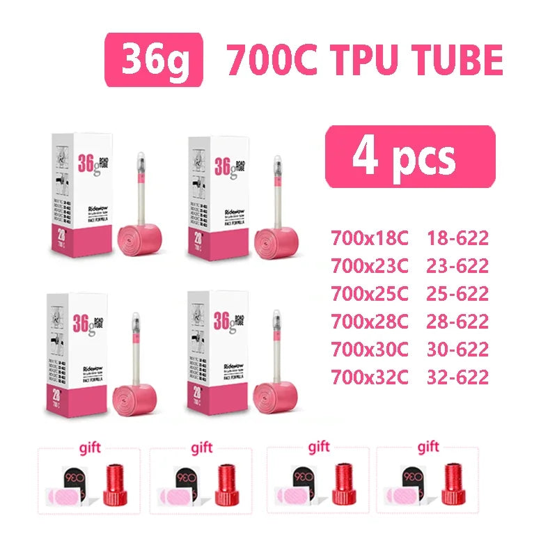 RideNow Ultralight Bike Inner Tube 700c Road Bicycle TPU Inner Tube French Valve Schrader SCHRADER Converter Bike inner Tubes
