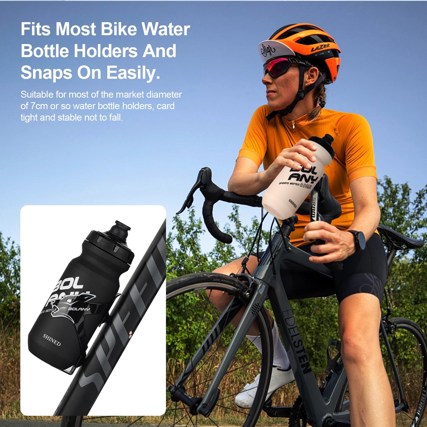 BOLANY 610ML PP Bicycle Water Bottle Squeeze Out Water Leak-Proof Cycling Outdoor Sports Water Bottle Fitness Plastic Water Cup