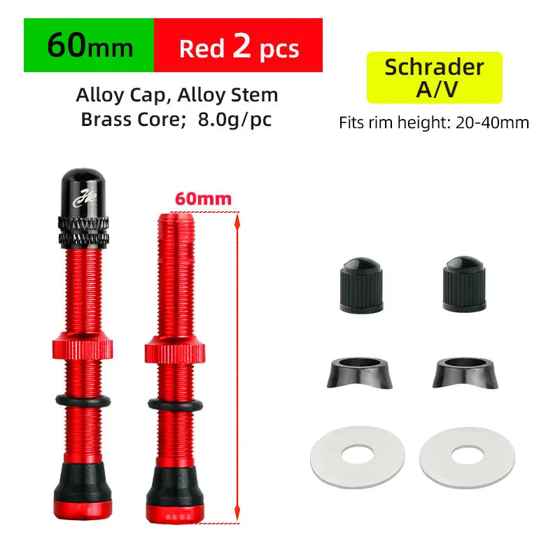 Deemount 2PCS Bicycle Tubeless Schrader Nipple A/V Valves Brass Core CNC Machined Anodized for MTB Road Bike Tubeless Rims