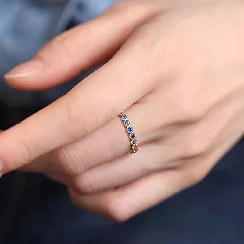 Colorful Rainbow Cubic Zircon Promise Rings for Women Gold Color Luxury Trendy Wedding Accessories Statement Girl Jewelry