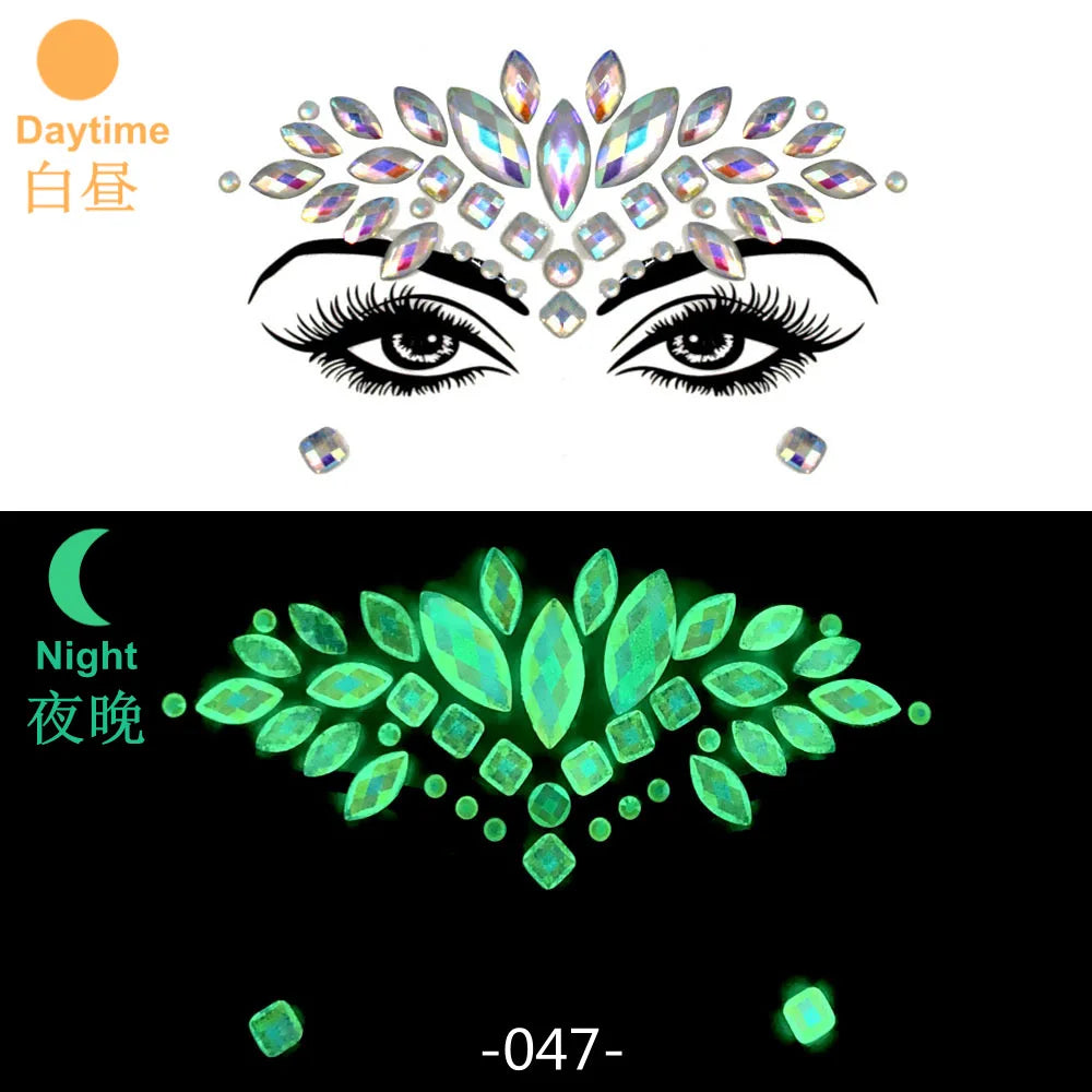 3D Rhinestone Bright Face stickers for festival Glitter Makeup Jewelry Sticker on Face crystals Gems jewels diamonds decoration