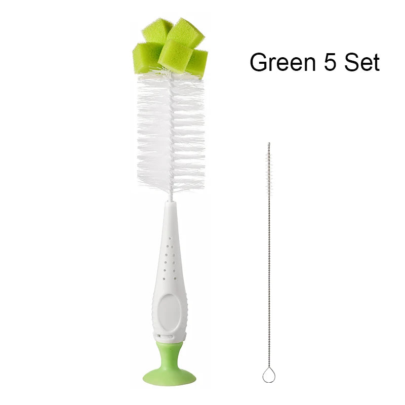 SAIDAH Simple Nylon Sponge Suction Feeding Bottle Nipple Pacifier Brush Set Water Sippy Vacuum Cup Cleaning(2 in 1)