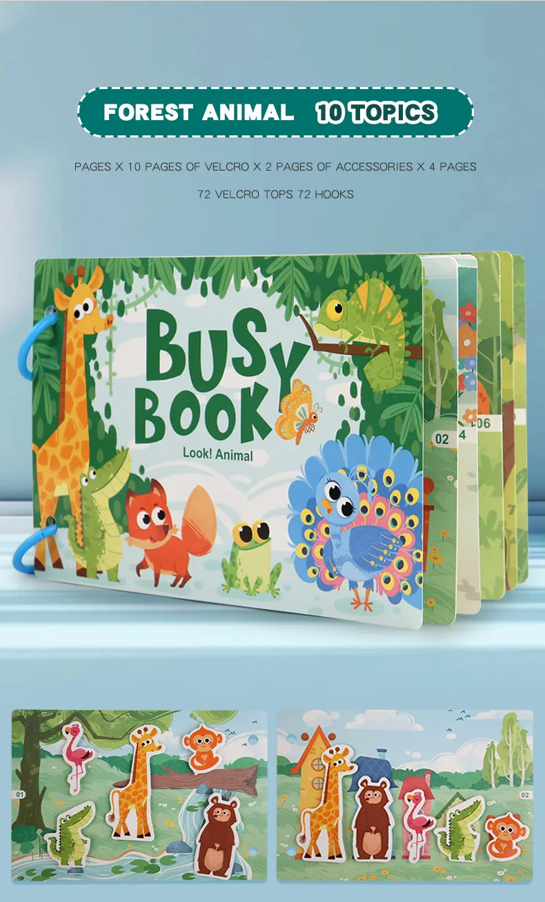 Puzzle Montessori Quiet Book Word Recognition Children's Early Education Enlightenment Stickers Book Toys