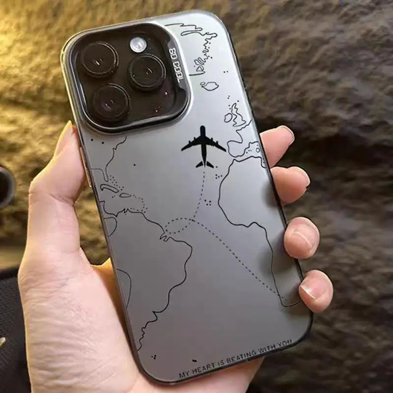 Travel-Inspired Airplane Phone Cover for iPhone 16 15 Pro Max 11 12 13 Mini 14 XS XR 7 8 Plus Shockproof Screen Protector Casing