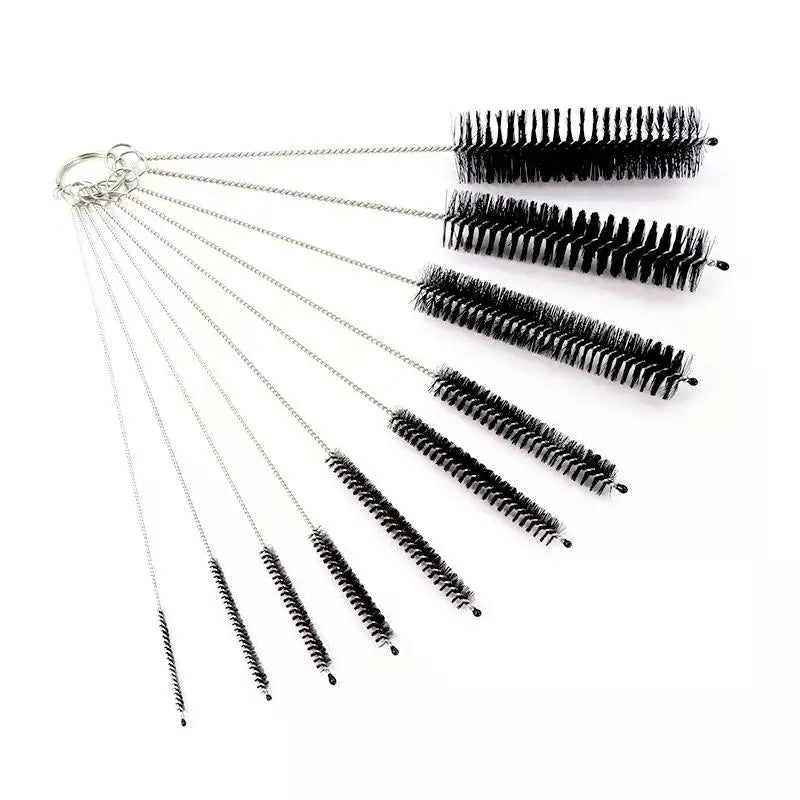 10pcs Set Stainless Steel Soft Hair Brush Pipette Test Tube Baby Bottle Brush Multifunctional Household Cleaning Tools Set