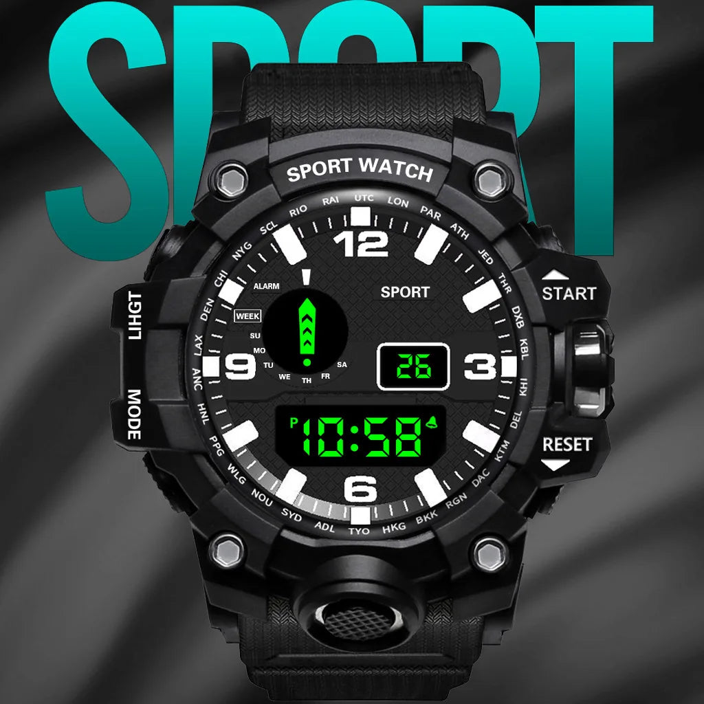 YIKAZE Sports Watch Men's LED Digital Watches Multifunction Military Waterproof Fitness Electronic Watch For Man