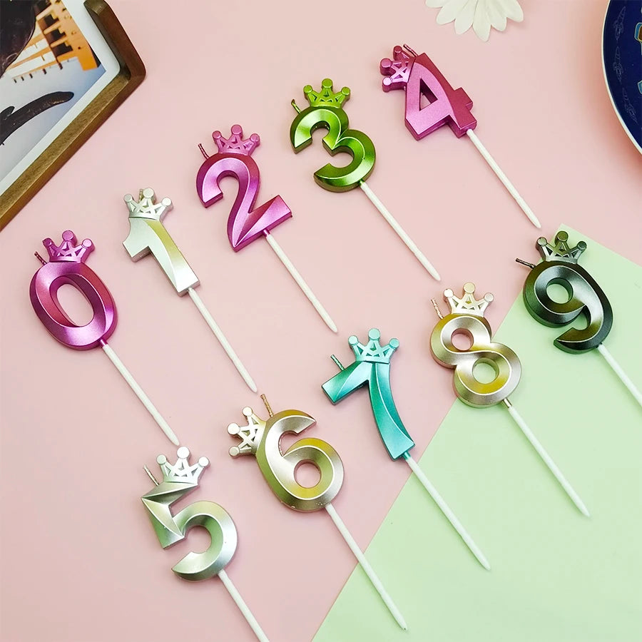 Happy Birthday Cake Crown Digital Candle Crown Children's Party Decoration Ornaments Opera Digital Celebration Candle