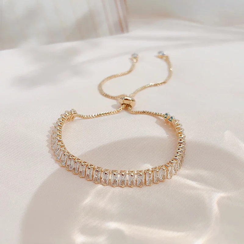 Full of Rhinestone Stainless Steel Bracelet For Women 2022 New Designer Shiny Luxury Zircon Adjustable Bracelets Jewelry Gift
