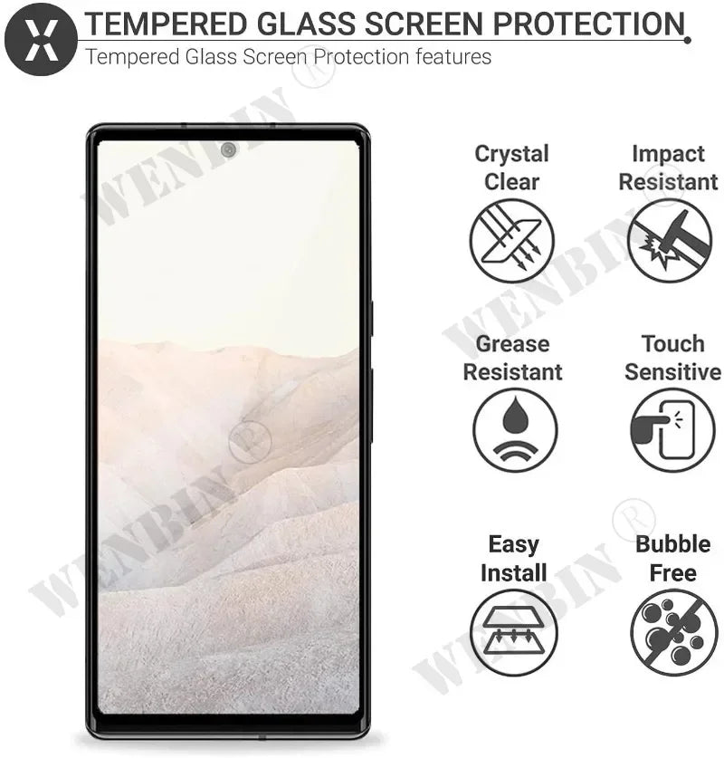 3 Pcs Tempered Glass For Google Pixel 9 8 7 6 Pro XL 7A 5A 3 XL Curved Full Cover Screen Protector