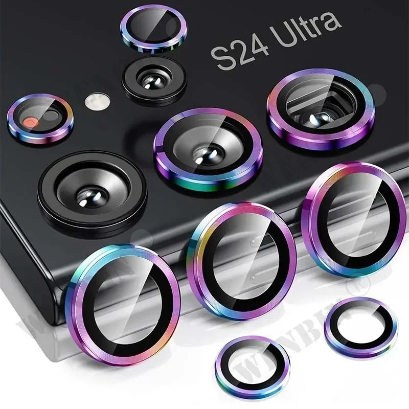 2 Pcs Camera Lens Protector For Samsung S25 S24 Ultra Plus A56 A55 9H Tempered Glass Screen Protector Cover Film Metal Ring