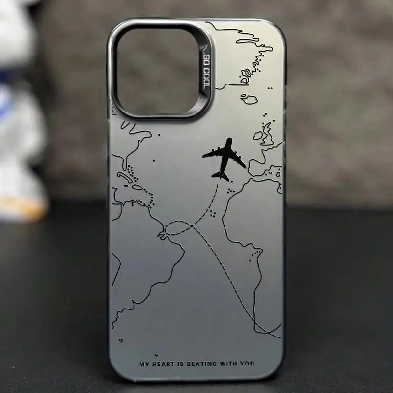 Travel-Inspired Airplane Phone Cover for iPhone 16 15 Pro Max 11 12 13 Mini 14 XS XR 7 8 Plus Shockproof Screen Protector Casing