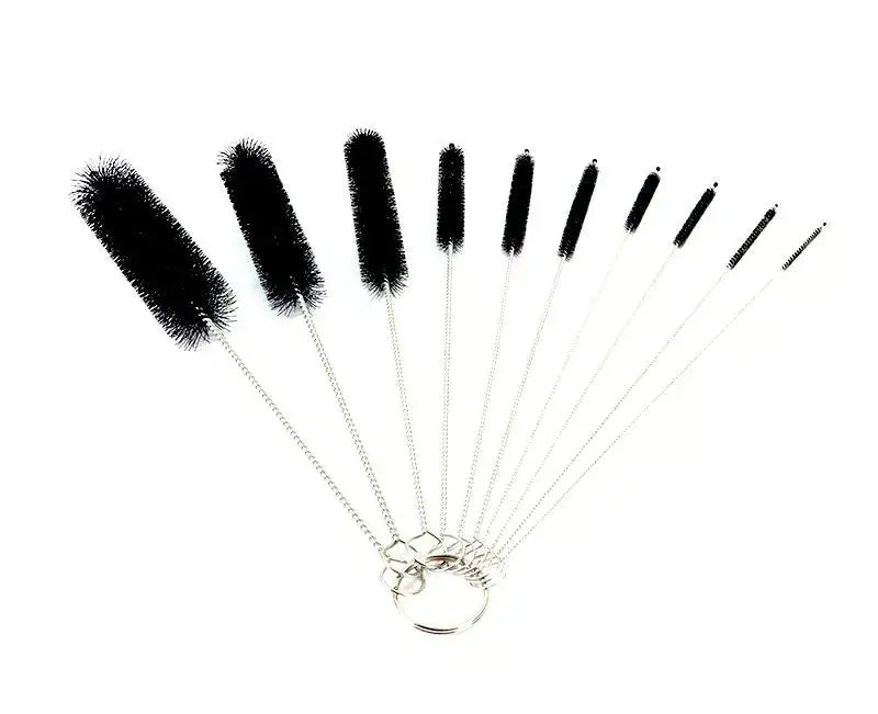10pcs Set Stainless Steel Soft Hair Brush Pipette Test Tube Baby Bottle Brush Multifunctional Household Cleaning Tools Set