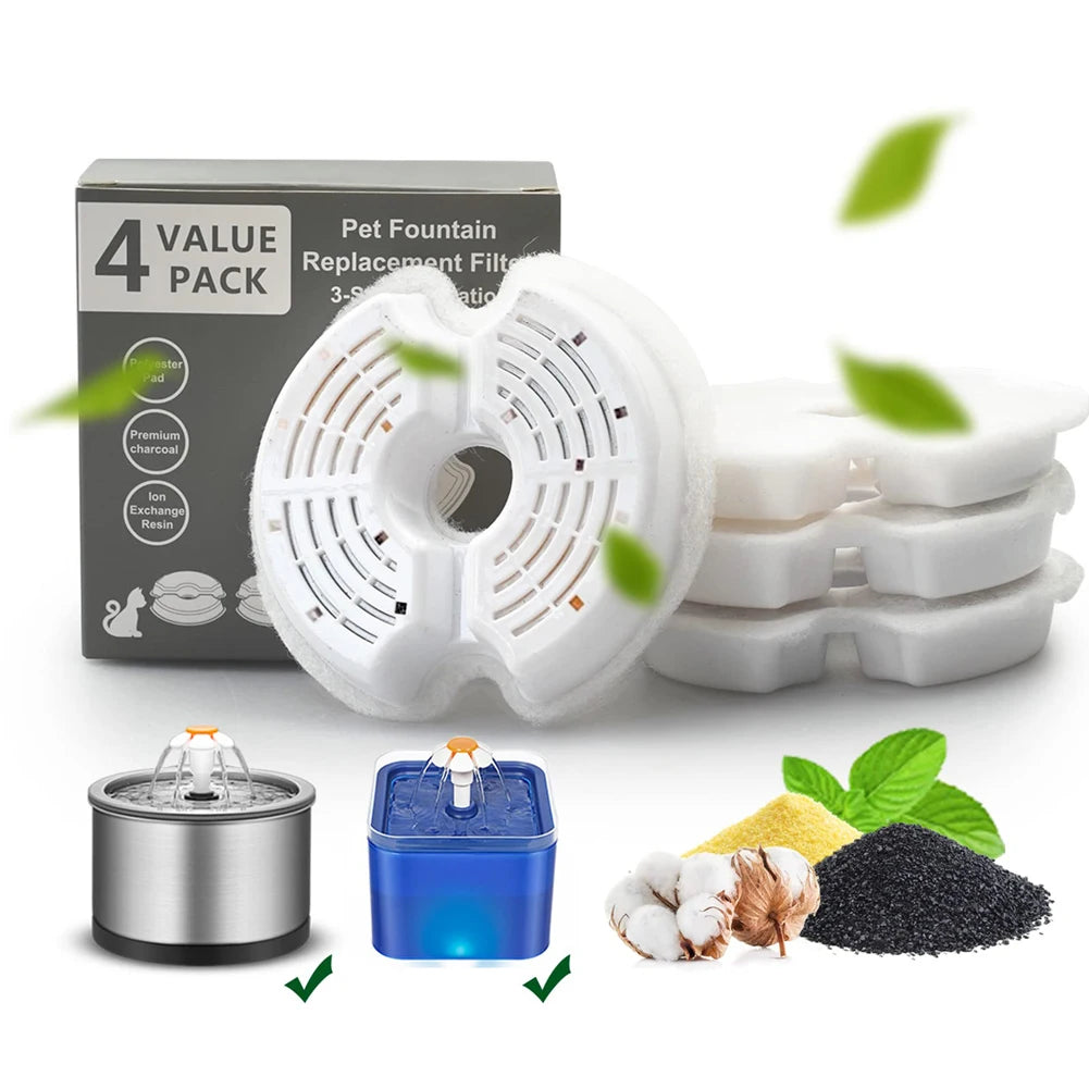 4/8/32Pcs Replaced Activated Carbon Replacement Fountain Filters For Cat Pet Dog Water Drinking Dispenser Replacement Set