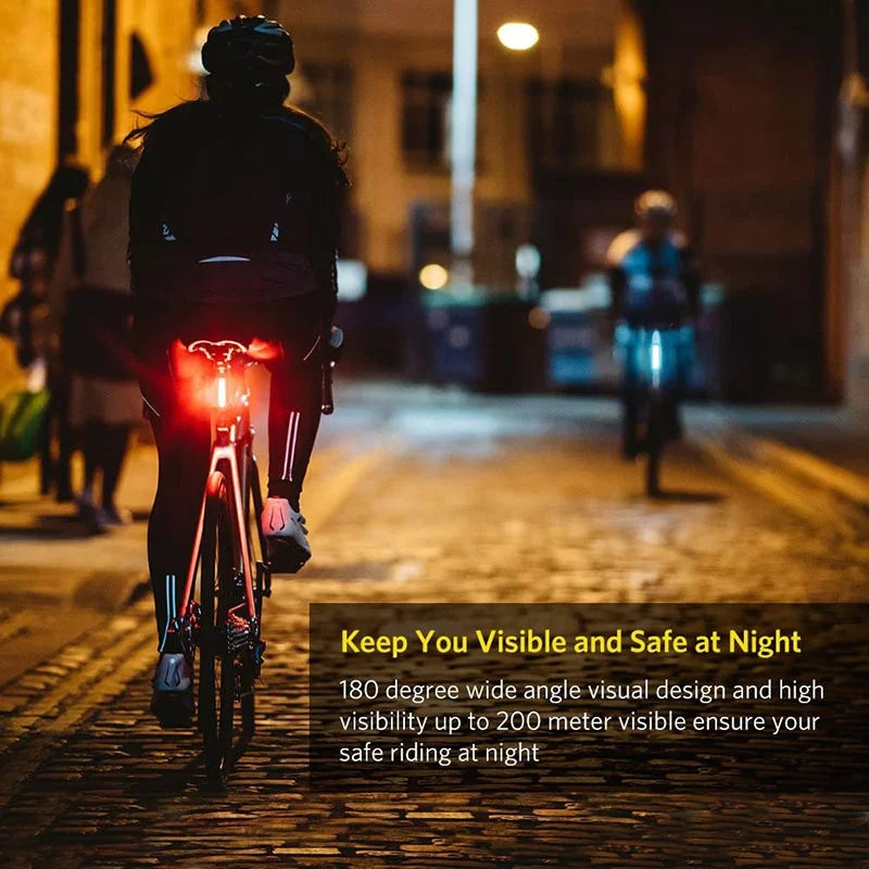 Bicycle Rear Light Waterproof USB Rechargeable LED Safety Warning Lamp Bike Flashing Accessories Night Riding Cycling Taillight
