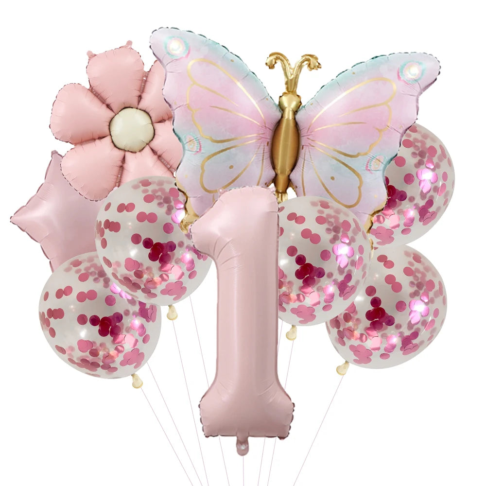 Butterfly Balloons 5th Birthday Decor for Girls Pink Butterfly Foil Balloons for Butterfly Themed Party Wedding Birthday Decors