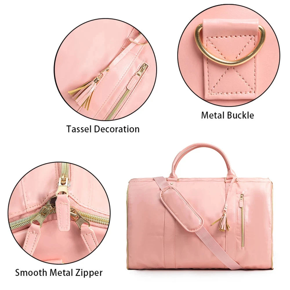 Geestock Folding Suit Storage Bag New PU Travel bag Large Waterproof Travel Suitcase For Women Sport Outdoor Weekend Bag Handbag