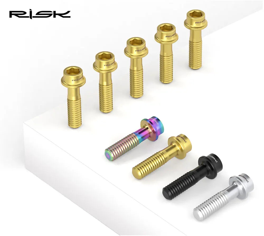 6pcs/bag RISK Bike Stem Bolts Bicycle Handlebar Fixing Screws Titanium Alloy M5x16 M5x18 M5X20 Wish Washers Hex Socket Head