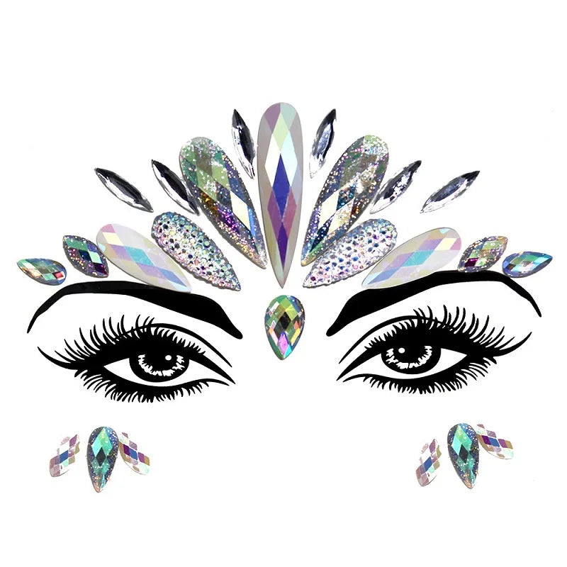 3D Rhinestone Bright Face stickers for festival Glitter Makeup Jewelry Sticker on Face crystals Gems jewels diamonds decoration