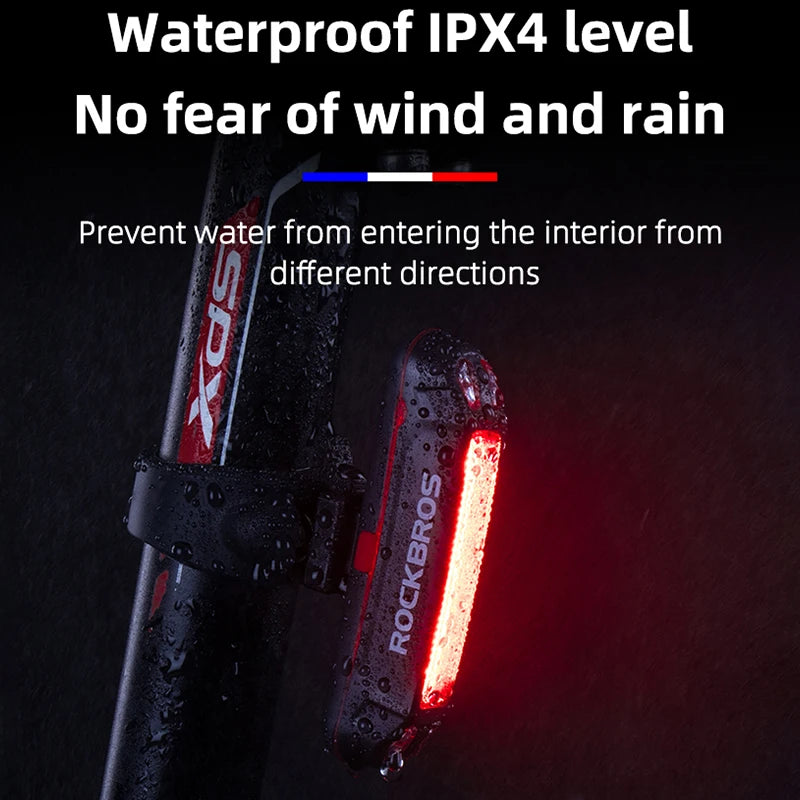 ROCKBROS Bike Tail Light Waterproof Seatpost Warning Bicycle Rear Light MTB Road LED Lamp Tailight USB Charging Cycling Light