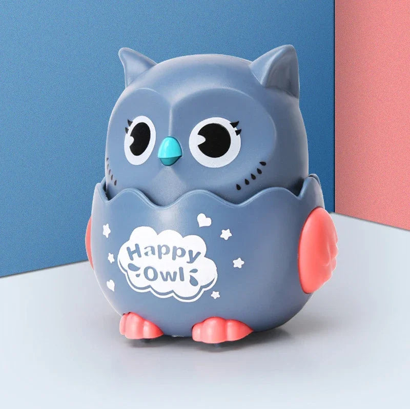 Kids Classic Wind Up Interactive Owl Shaped Press Mechanical Sliding Toys Toys for Boys Girls Birthday Xmas Gift